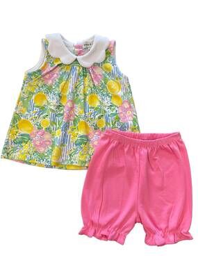 NEW MARCO & LIZZY girls' positano print knit bloomer set in multi